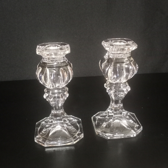 Gorham Other - GORHAM Crystal Baroque Candlestick Pair 6” Full Lead Crystal Made in Germany